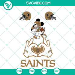 New Orleans Saints Mickey Mouse SVG featuring the Saints NFL logo for Super Bowl fans. Instant download design.