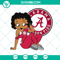 Alabama Crimson Tide Betty Boop Football SVG with NCAA Teams Logo. Bama College design for instant download.