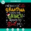 Cutie Grandma Grinch SVG with Merry Christmas Cut Files & Clipart for holiday crafts and decor.