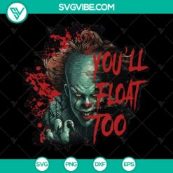 Pennywise Clown Halloween Movie SVG File, ideal for Halloween crafts and decorations, instant download for quick access.