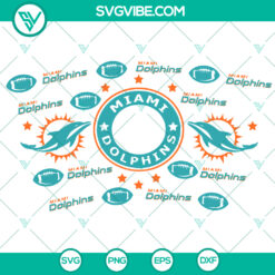 Miami Dolphins Starbucks cup wrap SVG with football theme for download. Ideal for sport fans and coffee lovers.