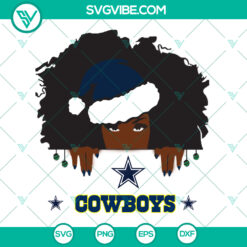 Dallas Cowboys Christmas Santa Black Girl SVG featuring NFL Super Bowl Logo. Perfect design for instant download.