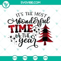 Most Wonderful Time of the Year Christmas Tree SVG - Festive Merry Christmas Cut Files for holiday crafting projects.