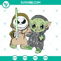 Baby Jack and Baby Yoda Cosplay SVG Bundle: Jack Skellington, Yoda Alien - Cut Files, Clipart for Silhouette, Cricut, Decals - Instant Download