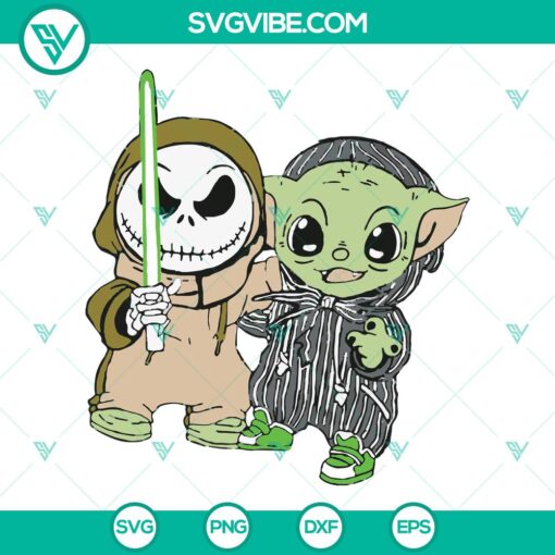 Baby Jack & Baby Yoda cosplay SVG Bundle with Jack Skellington & Yoda Alien cut files for Silhouette, Cricut, and decals - Instant Download.