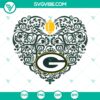 Green Bay Packers heart NFL SVG design showcasing team spirit with team colors and logo, ideal for Packers fans.