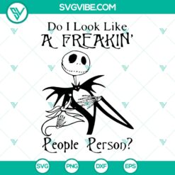 Humorous Jack Skellington SVG featuring People Person & Dog Cut Files - Halloween-themed design for crafting projects.