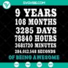 9th birthday SVG with birthday countdown design, perfect gift for awesome 9-year-old celebration.
