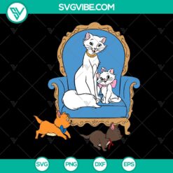 Duchess and Kittens SVG featuring The Aristocats white cat Disney character. Ideal for instant download.