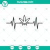 Black marijuana leaf EKG heartbeat heart rate monitor clipart SVG PNG, perfect for download.