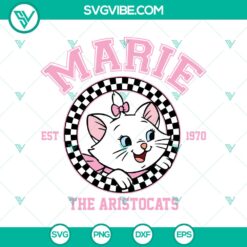 Disney Marie from The Aristocats design in SVG DXF EPS PNG files, established in 1970, perfect for crafting projects.