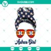 Astros baseball girl SVG with messy bun cut file for crafting projects, great for Houston Astros fans.
