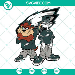Looney Tunes Philadelphia Eagles logo mashup SVG design for NFL football fans, features hip hop style elements, great gift idea.