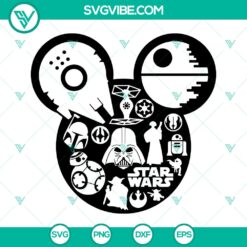 Star Wars Mickey Mouse Head Character SVG Cut Files featuring iconic mashup, perfect for craft projects. Instant Download.