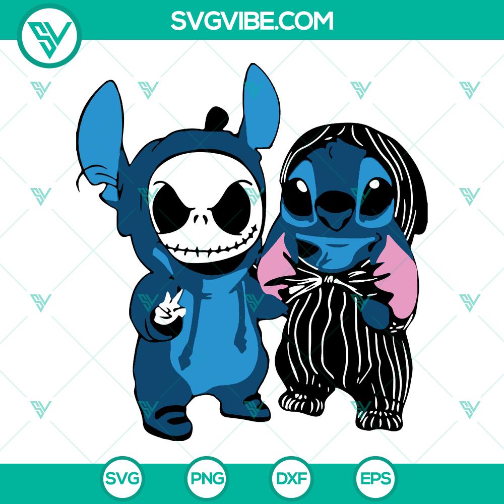 mockup-331036142.jpg Stitch & Jack Skellington Best Friends SVG featuring characters from Nightmare Before Christmas, Instant Download.