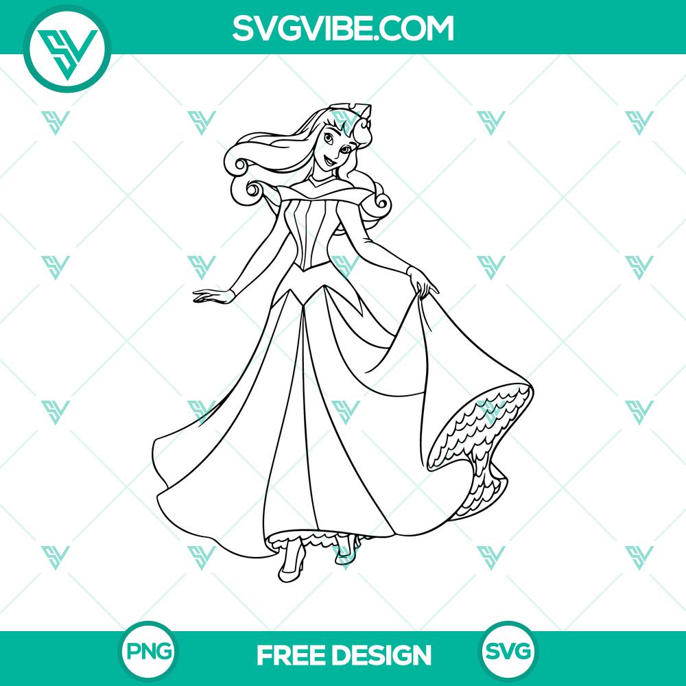 Aurora Outline SVG Cut File – Free Simple Princess Silhouette Design Free Aurora princess silhouette SVG cut file with simple outline design, perfect for crafting projects.