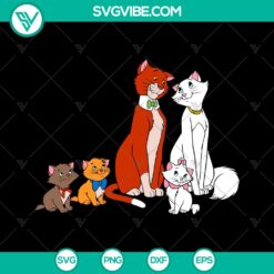 White Cat Family SVG featuring Aristocats Disney Characters for Instant Download - Perfect for Disney fans and craft projects.
