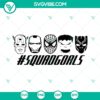 Avengers Squad Goals SVG Bundle featuring Iron Man, Spider-Man, Hulk, Black Widow, and Captain America characters for Instant Download.