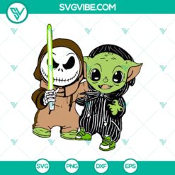 Baby Yoda and Baby Jack Skellington Halloween costume design SVG PNG DXF EPS files for crafting and clipart.