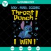 Stitch Rock Paper Scissors Throat Punch I Win SVG Cut Files with aggressive rock-paper-scissors design, great for crafting projects, instant download.