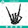 Skeleton rock hand silhouette SVG for rock and roll sign, cutting file design featuring human bones.