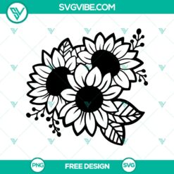 Outline Sunflowers free SVG cut file with minimalist design for crafting projects.