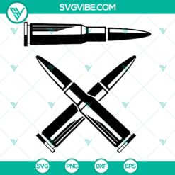 Military and veteran-themed bullets SVG bundle featuring shirt, ammo, clipart, and PNG cutfile designs. Ideal for crafting projects.