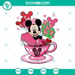 Disney Mickey Valentine Balloon & Tea Cup in SVG DXF EPS PNG for crafts, perfect for Valentine's Day projects.