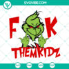Grinch Christmas SVG design with a hand making a middle finger gesture to kids. Instant download for holiday crafts.