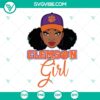 Clemson Tigers Black Girl SVG featuring NCAA Tigers logo design, perfect for sports fans and crafting projects.