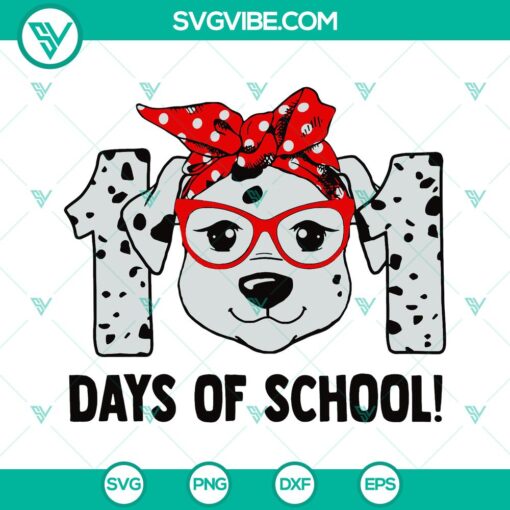Dalmatian-themed back to school teacher SVG clipart with a graduate hat design for 101 days of school celebration. Perfect for shirts.