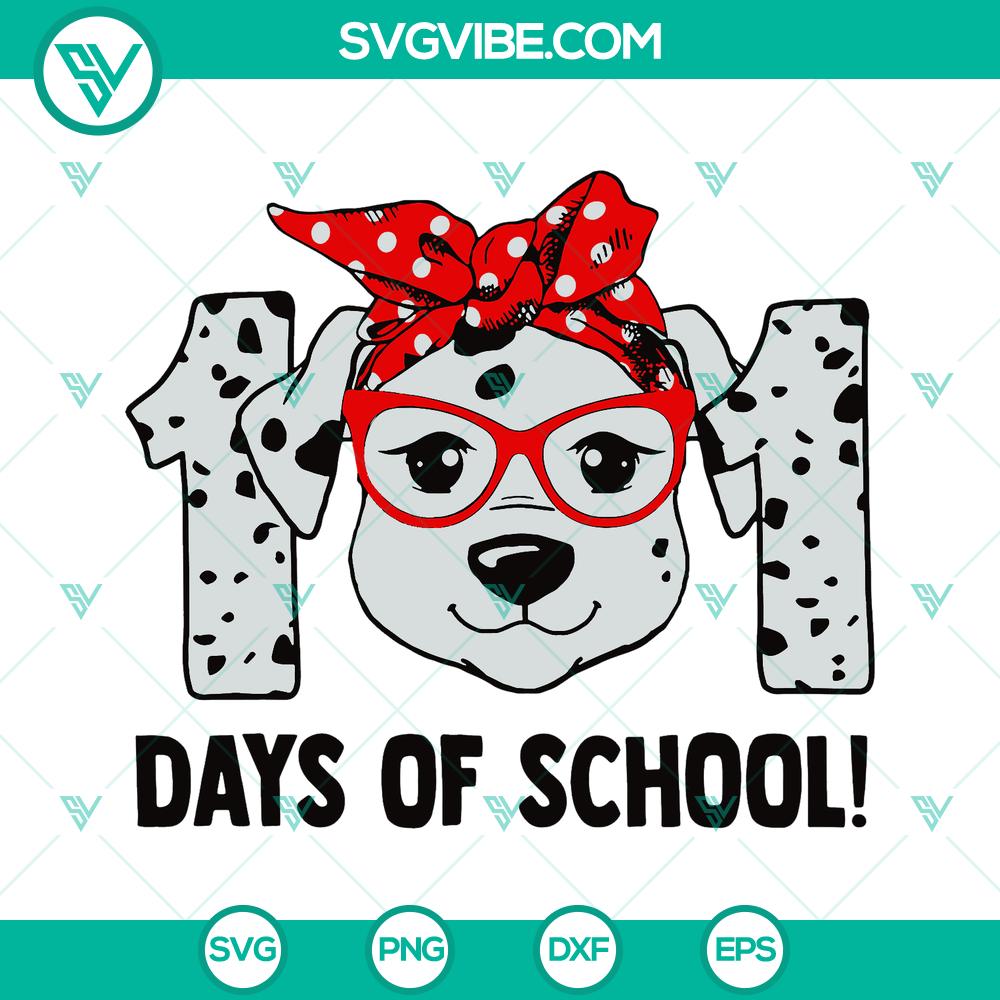 101 Days of School Dalmatians Teacher SVG Clipart Back to School Graduate Shirt – Instant Download Dalmatian-themed back to school teacher SVG clipart with a graduate hat design for 101 days of school celebration. Perfect for shirts.