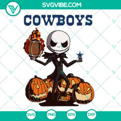 Jack Skellington Cowboys Halloween Sport SVG with instant download option, perfect for Halloween-themed crafts and decorations.