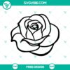 Free rose outline SVG cut file for download, perfect for crafting projects. Floral design.