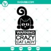 Crazy Cat Lady SVG Bundle featuring amusing cat & kitten cut files for craft projects, humorous feline design elements.