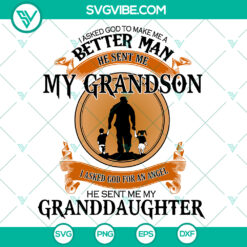 Grandpa Grandma Cut Files SVG Clipart featuring "My Grandson, My Granddaughter" design - Instant Download. Perfect for crafting projects.