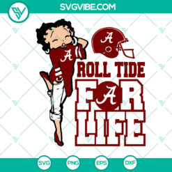 Roll Tide Betty Boop SVG & PNG design featuring Alabama Crimson Tide theme. Digital download for fans.