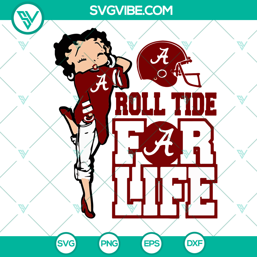 Roll Tide Betty Boop SVG & PNG – Alabama Crimson Tide Digital Download Roll Tide Betty Boop SVG & PNG design featuring Alabama Crimson Tide theme. Digital download for fans.