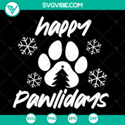 Cute Christmas dog shirt SVG cut file with Happy Pawlidays design for holidays. Perfect for puppy lovers.