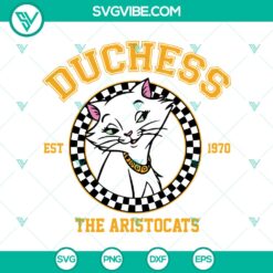 Disney Duchess - The Aristocats vintage design in SVG, DXF, EPS, and PNG formats celebrating 1970's est.