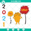 The Lorax 2021 SVG Dr Seuss shirt design with Thing 1, Thing 2, and Cat In The Hat characters - Instant Download option.
