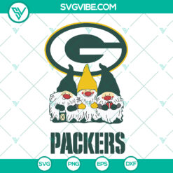 Green Bay Packers NFL Gnomes SVG Bundle, perfect for fans. Instant Download of football-themed designs.