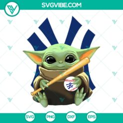 Baby Yoda Hug New York Yankees PNG Design Baseball T-Shirt - Star Wars MLB Logo