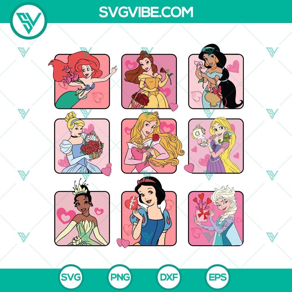 mockup-48453918.jpg Disney Princess Valentine’s Day SVG files for cutting machines. EPS, PNG, DXF formats included for crafting projects.