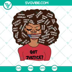 Black Lives Matter Say Her Name Got Justice empowering SVG for download, advocating for black women's rights.