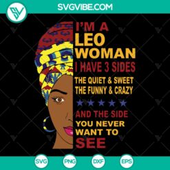 Leo woman triple sides SVG, ideal Leo girl gift for Leo birthday, featuring silhouette cut files. Perfect for astrology-themed crafts.