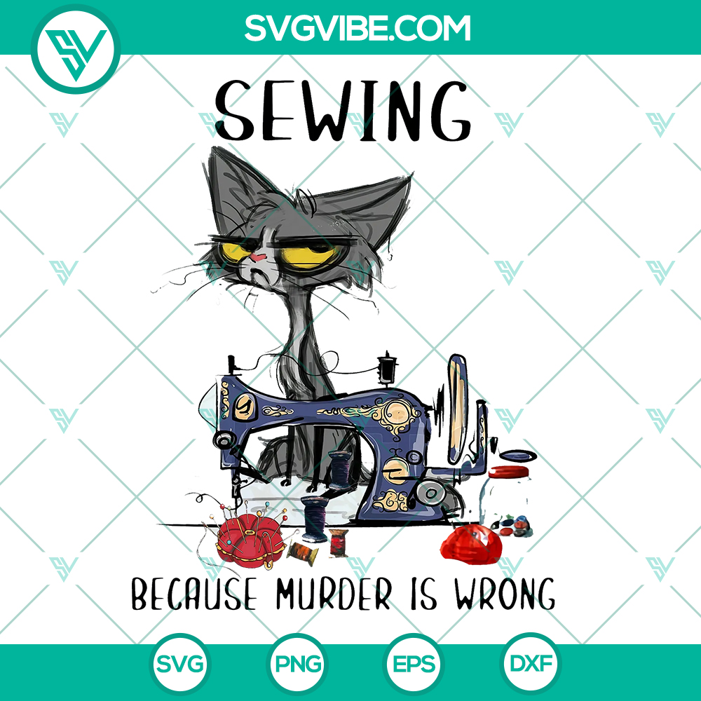 mockup-494971058.jpg Grumpy Cat SVG design with "Murder Is Wrong" text. Ideal for cat lovers and moms. Instant download.