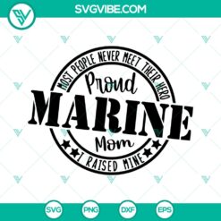 Proud Marine Mom SVG Cut File perfect for instant download. Ideal for crafting projects or apparel. Great gift idea.