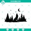 Howling wolf SVG vinyl decal with mountain, pine forest, and trees design for nature lovers.