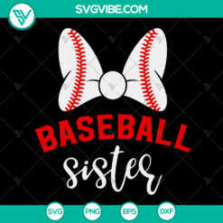 Baseball Sister SVG Cut File with "Sister of Baseball Player" Iron On Design for DIY crafts and apparel projects.